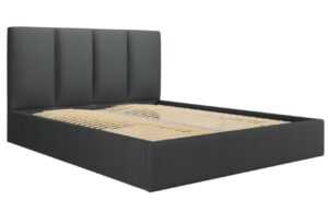 Šedá látková dvoulůžková postel MICADONI Pyla 140 x 200 cm