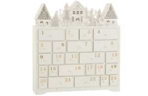 Bílý dřevěný vánoční adventní kalendář J-line Kaila