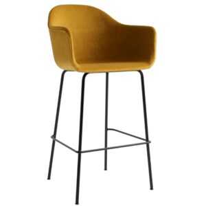 Medově žlutá sametová barová židle MENU HARBOUR 63 cm