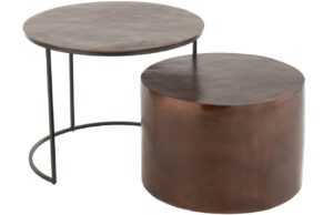 Set dvou hnědých hliníkových konferenčních stolků J-line Anchar 52/56 cm