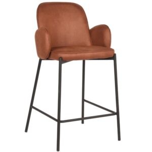Hnědá koženková barová židle LABEL51 Jari 65 cm