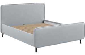 Světle šedá sametová dvoulůžková postel MICADONI Kaia 160 x 200 cm