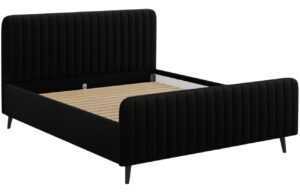 Černá sametová dvoulůžková postel MICADONI Lily 160 x 200 cm