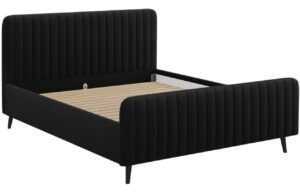 Černá látková dvoulůžková postel MICADONI Lily 140 x 200 cm