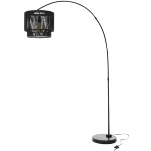 Černá látková stojací lampa J-line Tale 193 cm
