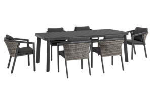 Černo-šedý hliníkový zahradní set židlí s výpletem a jídelního stolu Bizzotto Cordova