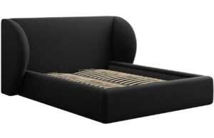 Černá sametová dvoulůžková postel MICADONI Miley 140 x 200 cm s úložným prostorem