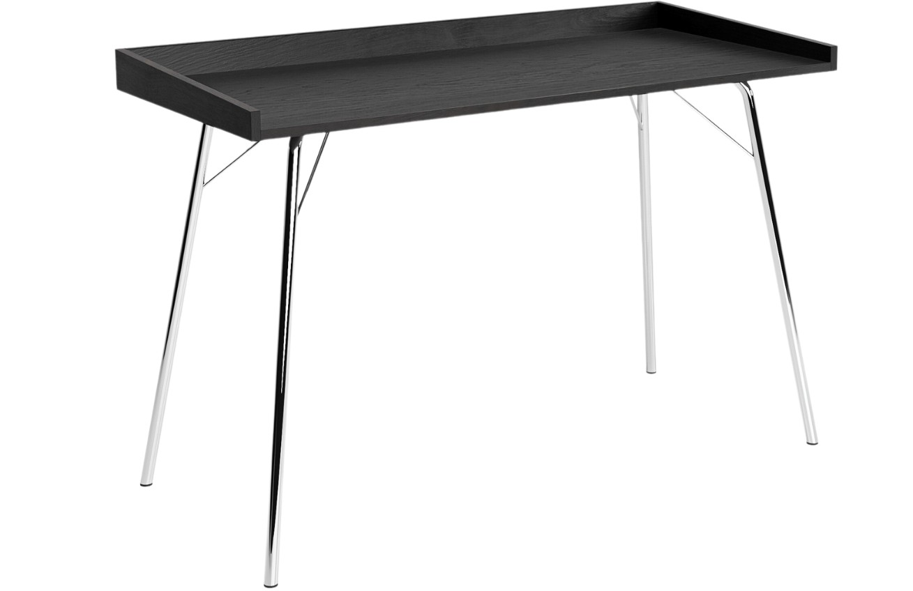 Černý dubový pracovní stůl Woodman Rayburn s chromovou podnoží 115 x 52 cm