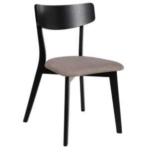 Černá dřevěná jídelní židle Somcasa Keira s hnědým sedákem