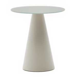 Matně šedý skleněný kulatý odkládací stolek Kave Home Wilshire 50 cm