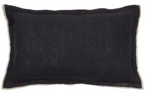 Béžovo-černý lněný povlak na polštář Kave Home Sagi 30 x 50 cm