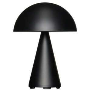 Černá kovová nabíjecí stolní lampa Hübsch Mush 20 cm