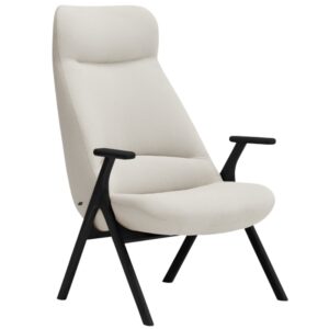 Teulat Vysoké bílé křeslo Dins s černou dřevěnou podnoží