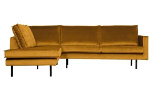 WOOOD Sametová rohová pohovka Raden 266 cm