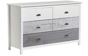 Bílo-šedá borovicová komoda Marckeric Romantica 130 x 45 cm