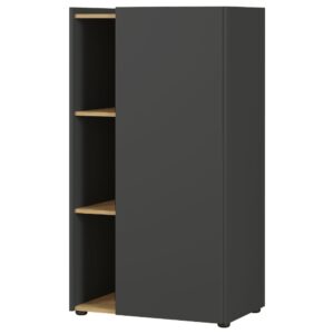 Germania Tmavě šedá kancelářská skříň Austin 115 x 62 cm s dubovým dekorem