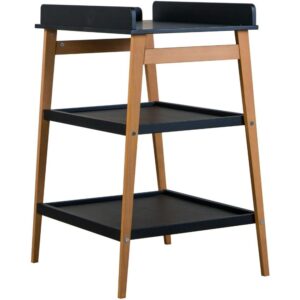 Černý přebalovací pult Quax Hip s bukovou podnoží 74 x 63 cm