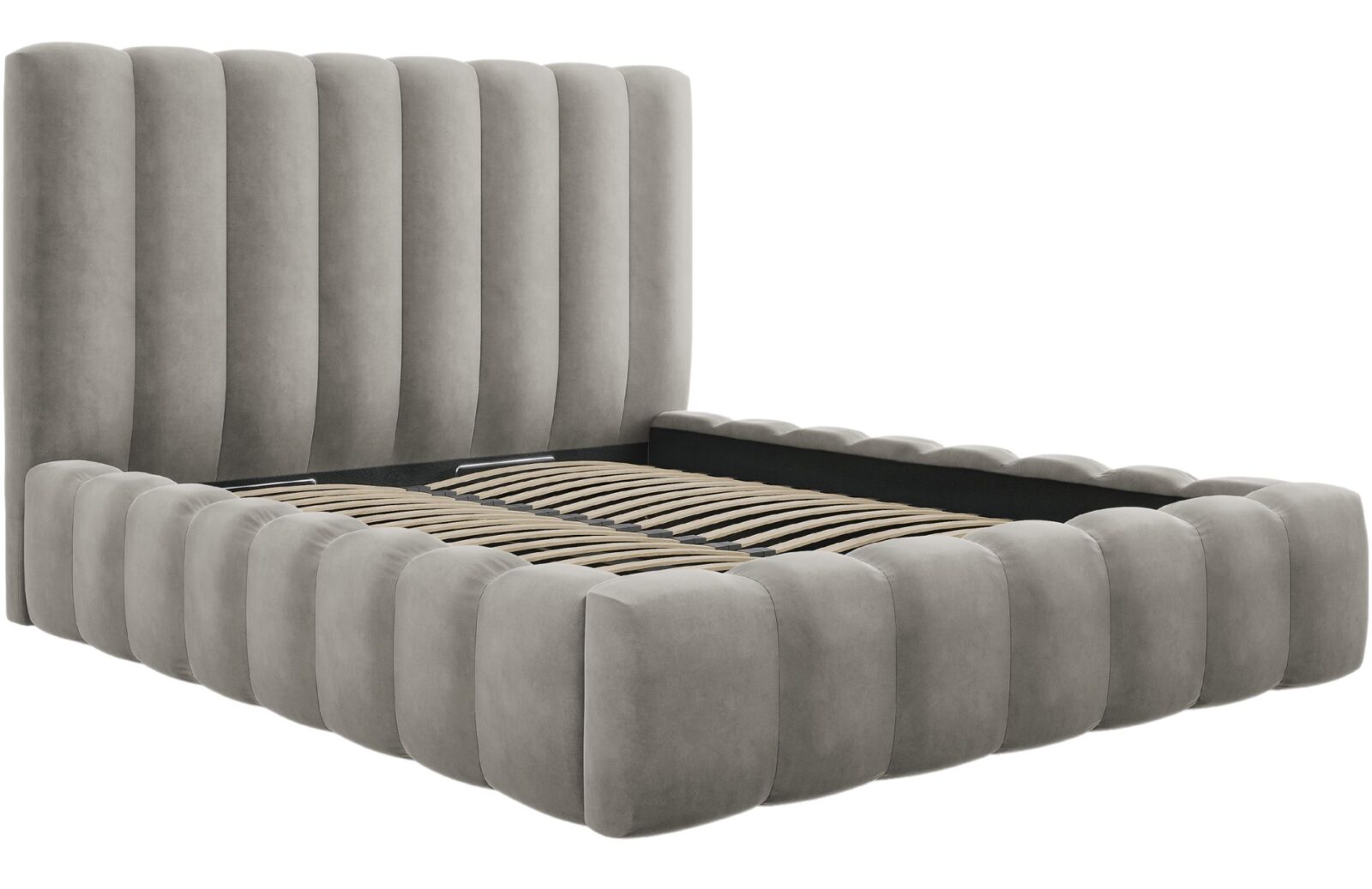 Micadoni Sametová postel Kelp 200 x 200 cm s úložným prostorem