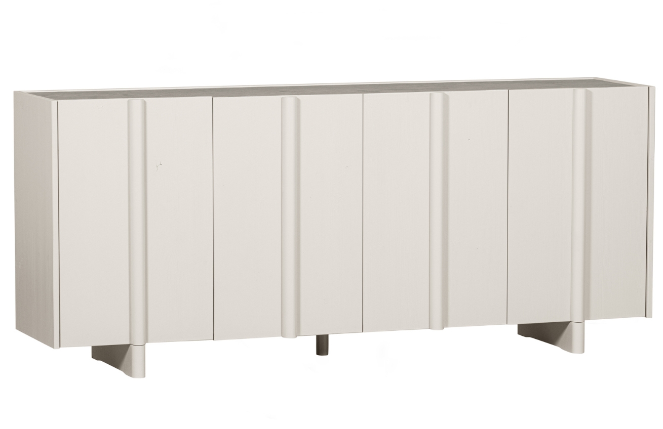 WOOOD Světle šedá dřevěná komoda Basu 200 x 85 cm