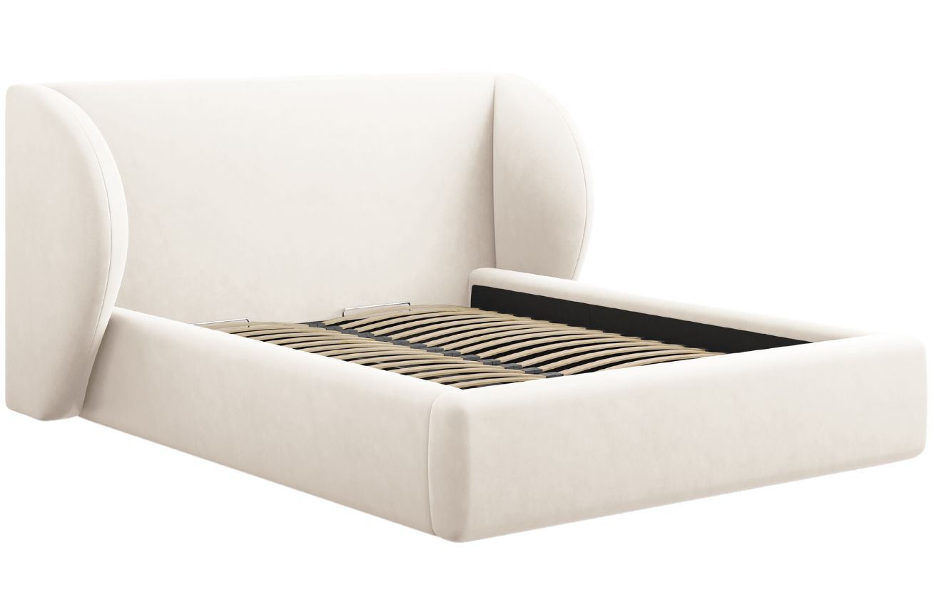 Micadoni Sametová postel Miley 160 x 200 cm s úložným prostorem