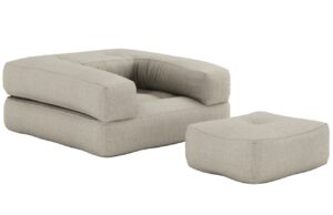 Karup Design Lněné rozkládací křeslo Cube s podnožkou