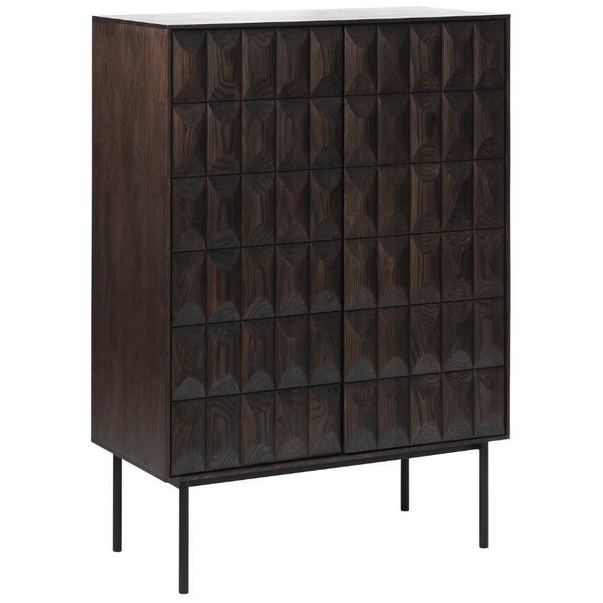 Unique Furniture Tmavě hnědá dubová vinotéka Latina 130 x 90 cm