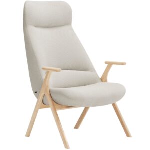 Teulat Vysoké bílé křeslo Dins s dřevěnou podnoží