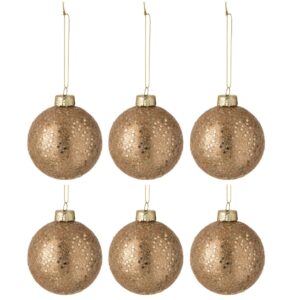 Set šesti hnědých skleněných vánočních ozdob J-line Eddy 8 cm