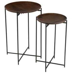 Set dvou dřevěných odkládacích stolků J-line Sphere 31