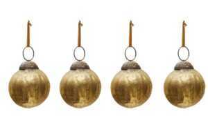Set čtyř zlatých skleněných vánočních ozdob Kave Home Elur 6 cm