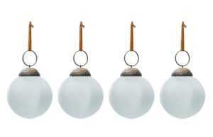 Set čtyř bílých skleněných vánočních ozdob Kave Home Talve 6 cm