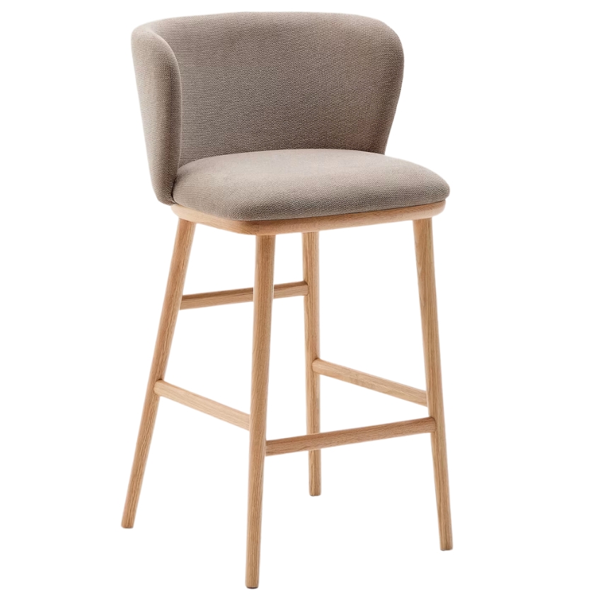 Kave Home Světle hnědá barová židle Ciselia 65 cm s dřevěnou podnoží