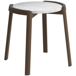Bolia Šedobílý mramorový odkládací stolek Mix 46 cm s tmavou dubovou podnoží