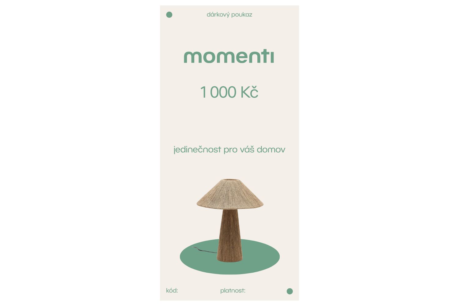 momenti Designový e-poukaz 1000 Kč