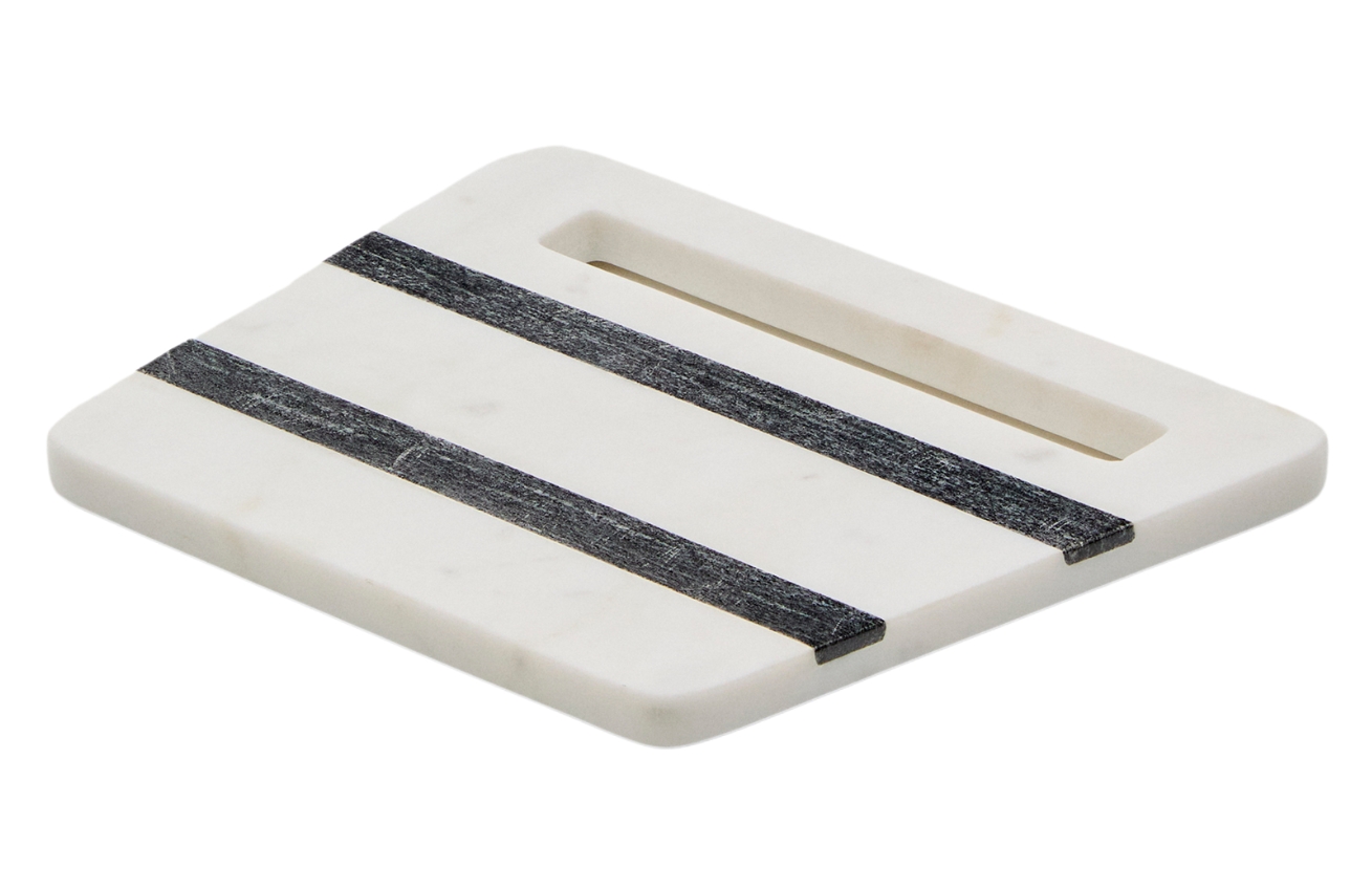 Bílo-černé mramorové servírovací prkénko Kave Home Nira 20 x 25 cm