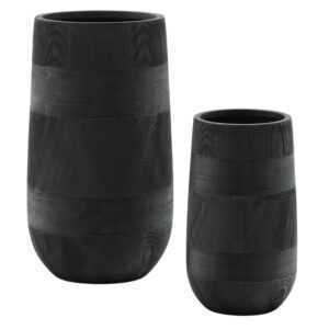 Set dvou černých zahradních květináčů Kave Home Tival Ø 24/35 cm