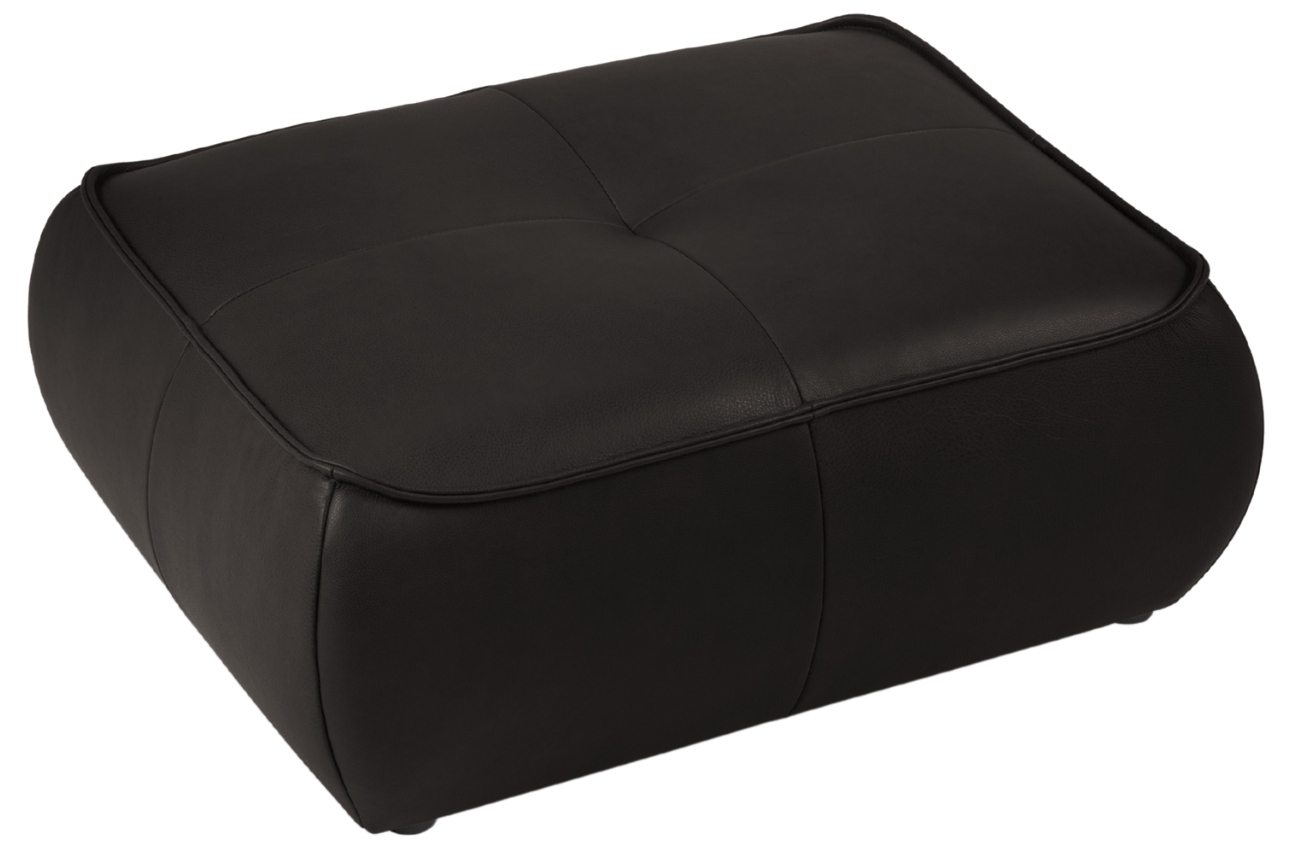 Maison Heritage Černá kožená podnožka Lily 89 x 65 cm