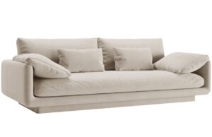 Micadoni Bílá sametová trojmístná pohovka Torino 220 cm