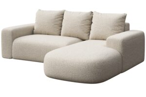 Rodier Béžová bouclé rohová pohovka Monce 255 cm