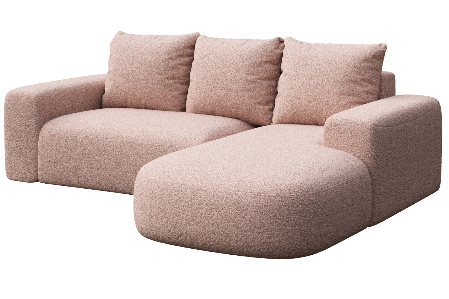 Rodier Růžová bouclé rohová pohovka Monce 255 cm