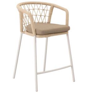 Somcasa Béžová kovová barová židle Edwin s bílou podnoží 65 cm