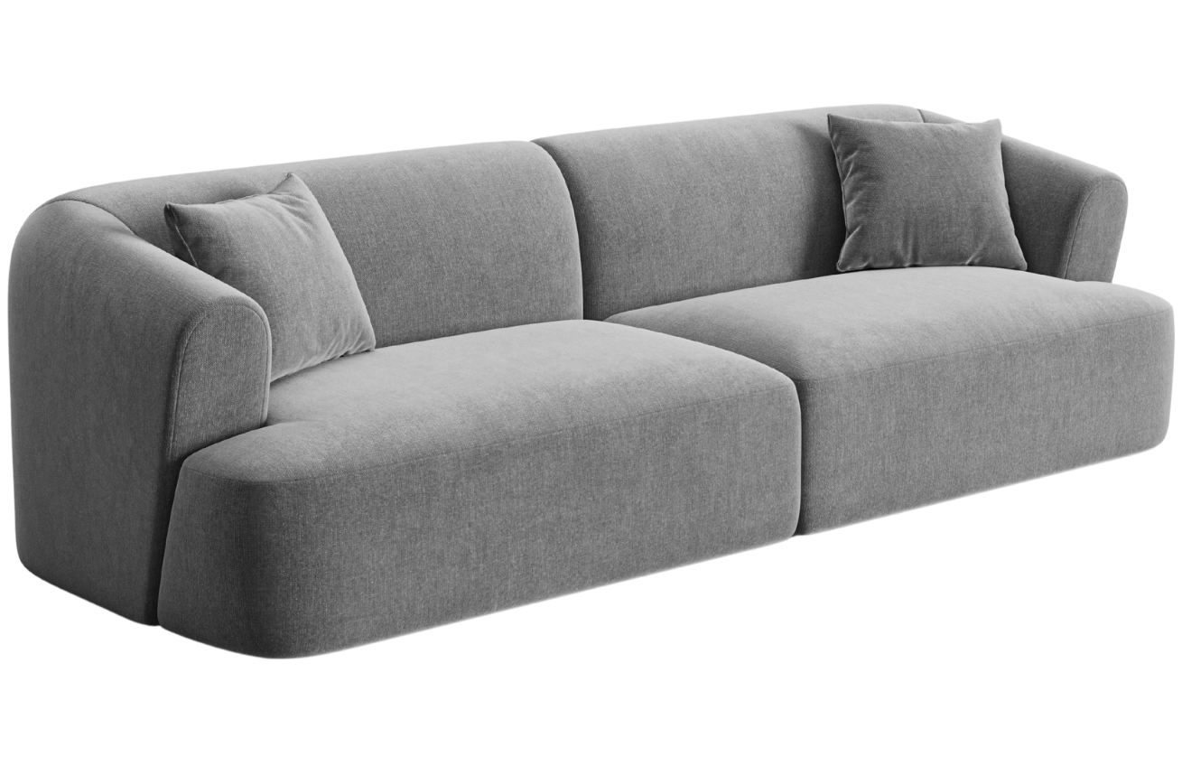 Cosmopolitan Design Šedá sametová čtyřmístná pohovka Campi 255 cm