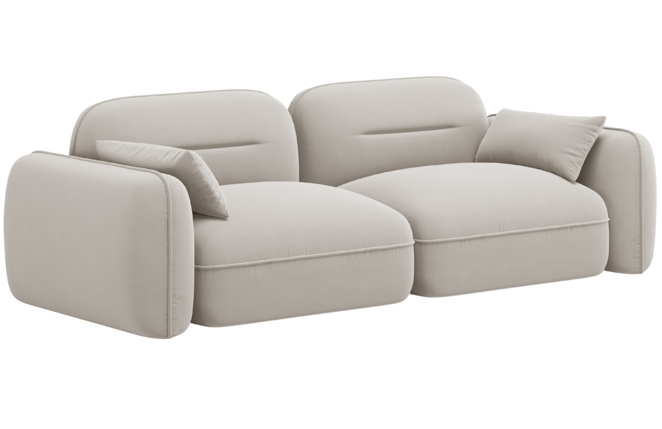Cosmopolitan Design Světle béžová sametová trojmístná pohovka Sydney 230 cm