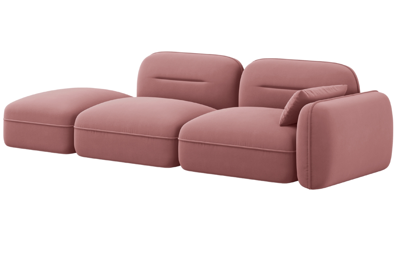 Cosmopolitan Design Růžová sametová trojmístná pohovka Sydney 295 cm