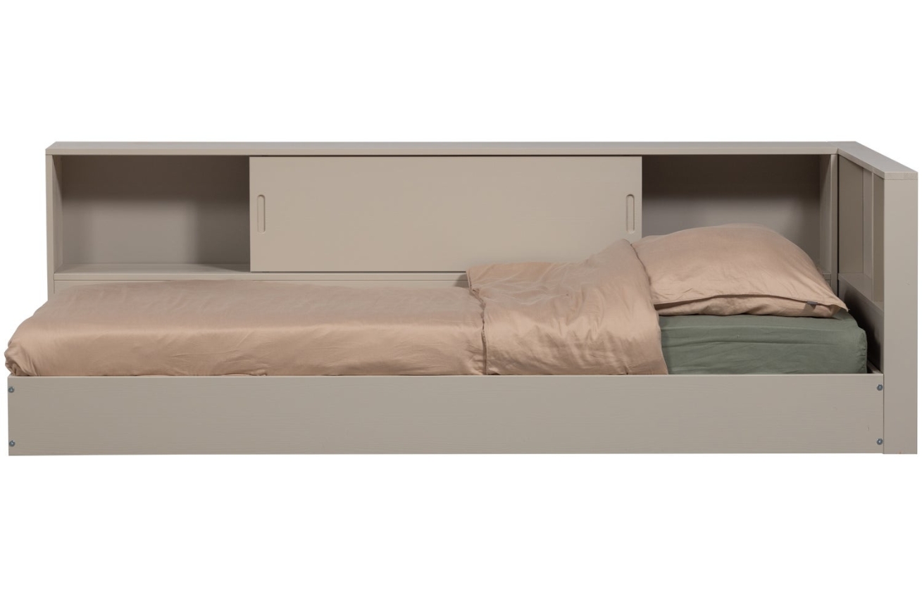 WOOOD Šedobéžová dřevěná postel Carter 90 x 200 cm