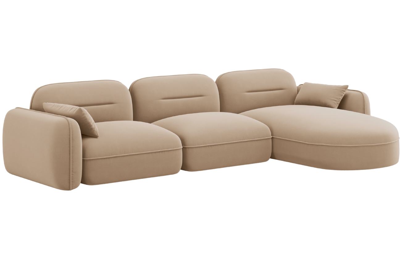 Cosmopolitan Design Pískově hnědá sametová rohová pohovka Sydney 320 cm