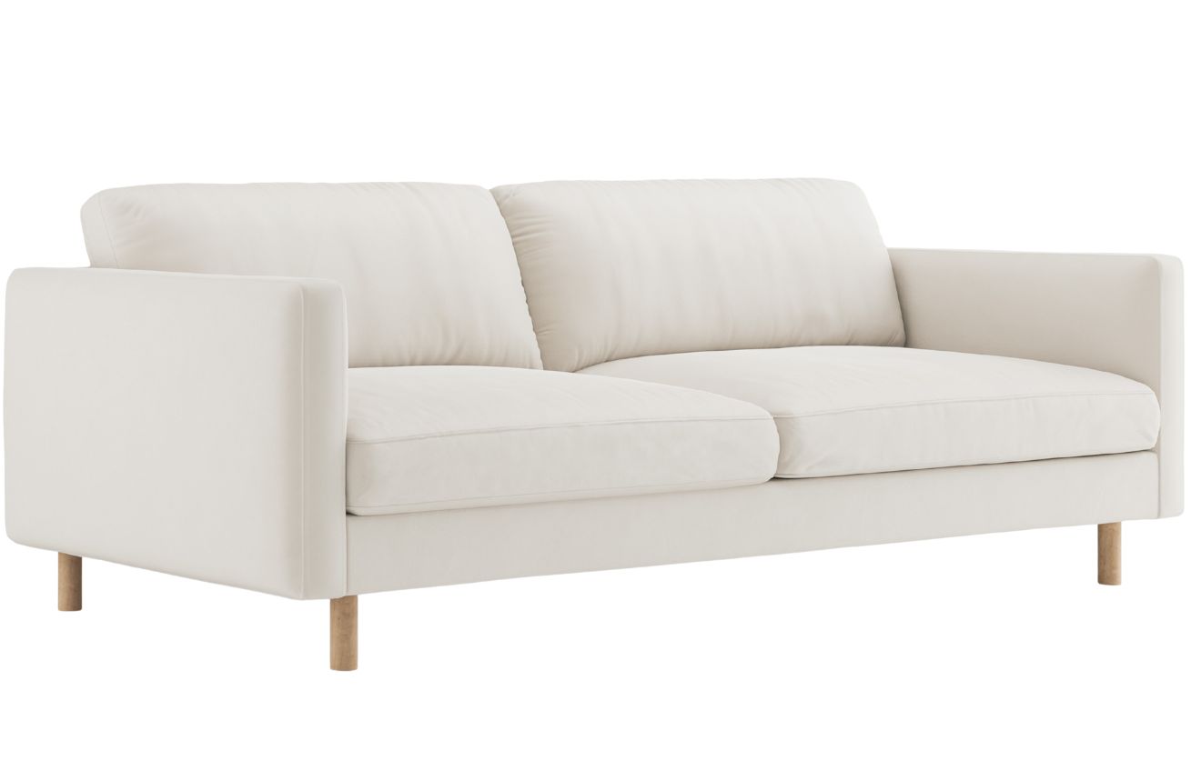 Micadoni Bílá sametová čtyřmístná pohovka Eden 209 cm