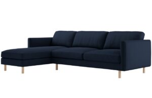 Micadoni Tmavě modrá sametová rohová pohovka Eden 286 cm