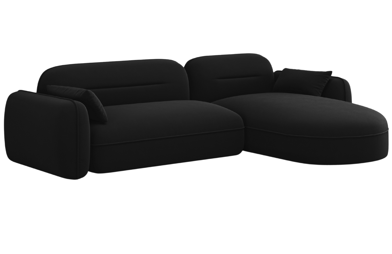 Cosmopolitan Design Černá sametová rohová pohovka Sydney 275 cm