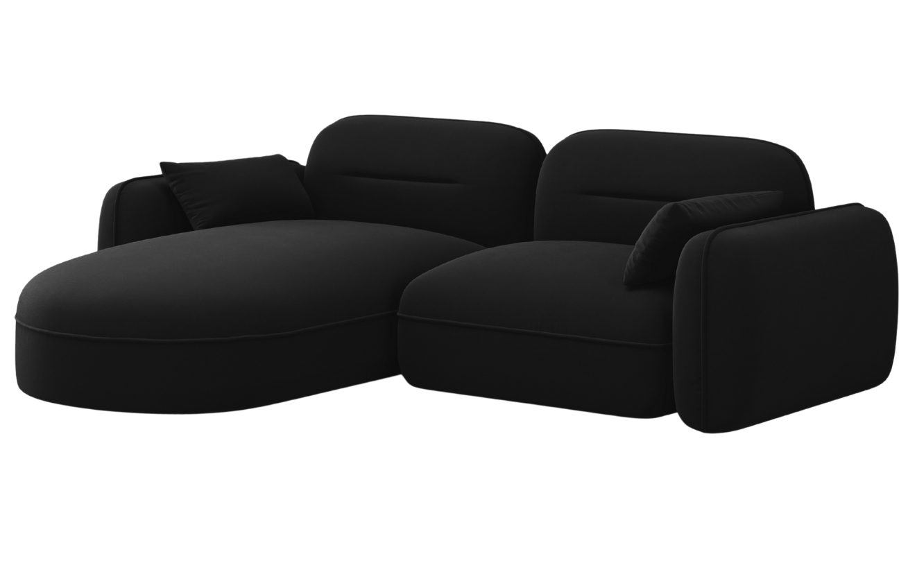 Cosmopolitan Design Černá sametová rohová pohovka Sydney 230 cm